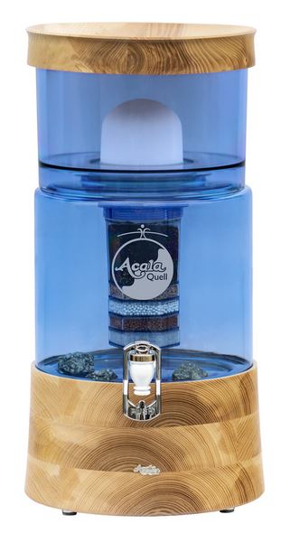 AcalaQuell® Smart Echtholz Esche flach mit blauem Glas