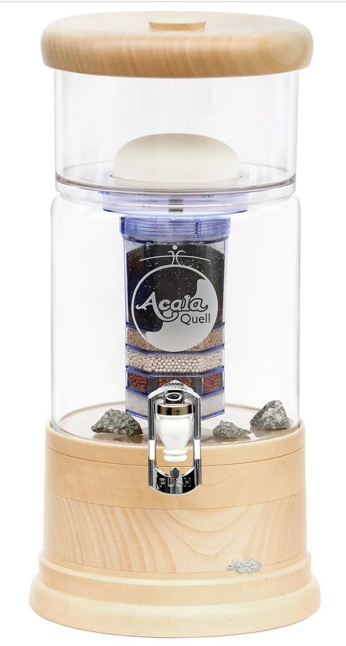 AcalaQuell Mini Echtholz Ahorn rund mit klarem Glas
